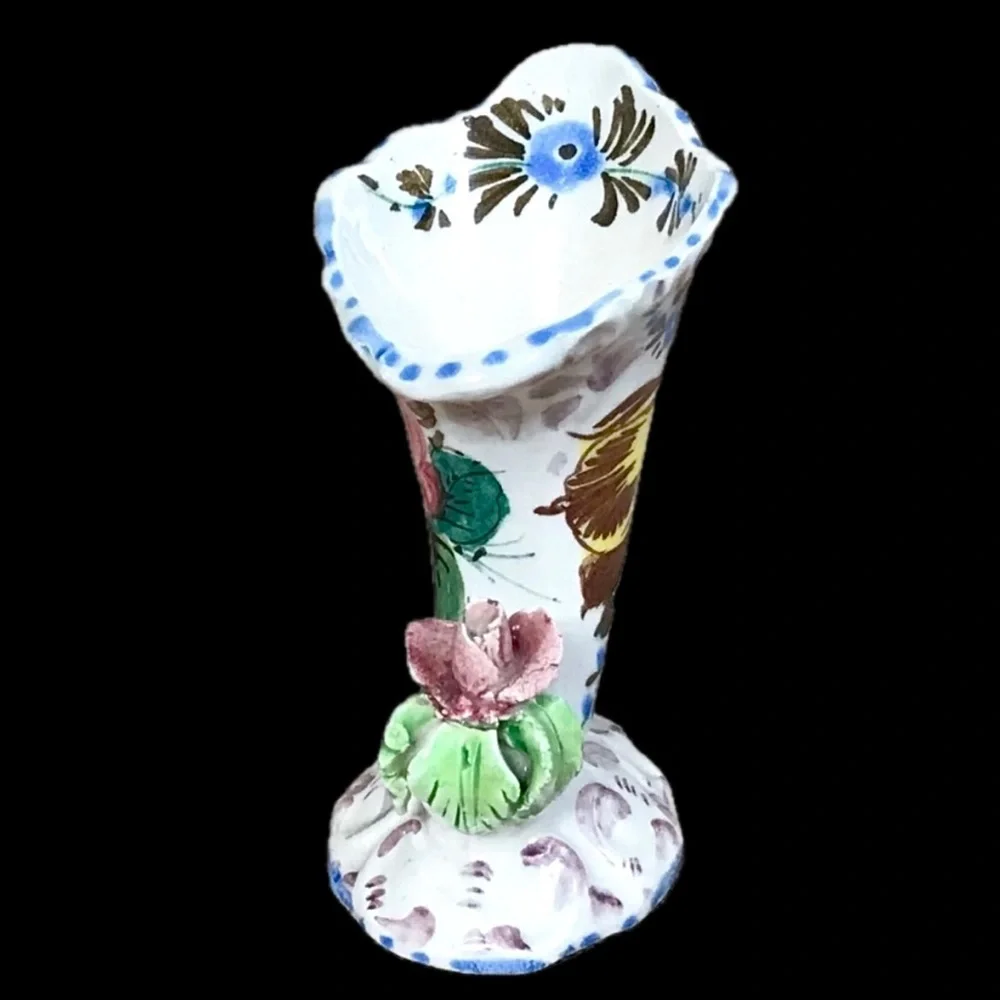 Mini Italian Floral Rose Cornucopia Vase Feminine Romance Cottagecore Italy